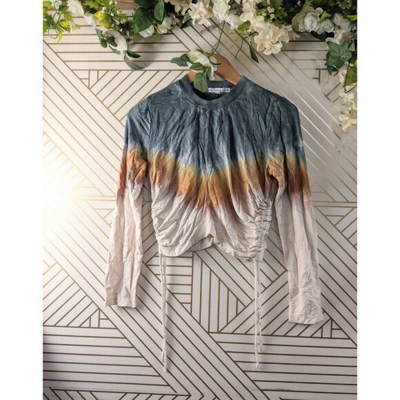 Young Fabulous & Broke Women's Tie Dye Side Ruched Cinch Long Sleeve Top SizeXS - Picture 1 of 7